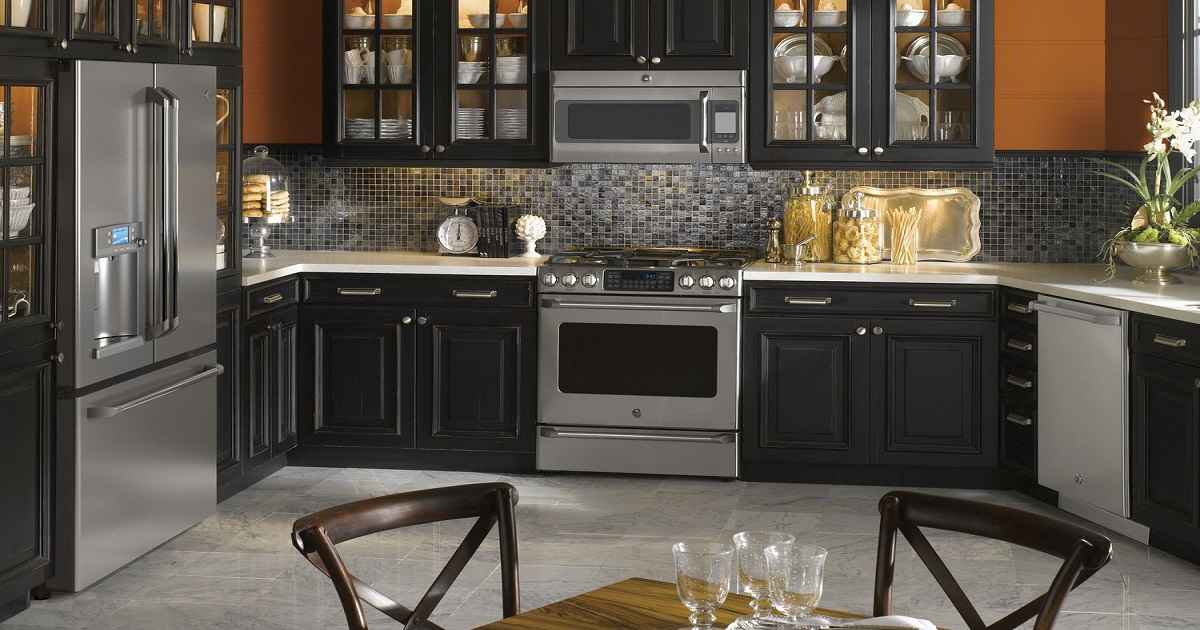 what color cabinets go with black stainless steel appliances