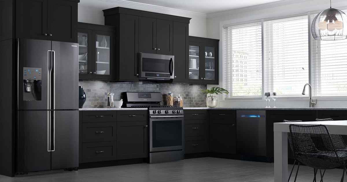 what color cabinets go with black stainless steel appliances